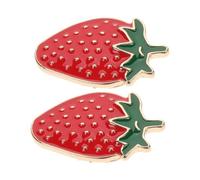 Beavorty Broche Accessoire Mode Fraise et Décorative en Alliage de Zinc Légère Rouge pour Noël et Anniversaire 2 Pièces pour Vêtements et Paquet à Dos