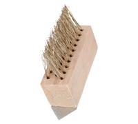 Beavorty Brosse de Désherbage Manuelle en Acier Cuivré Manche en Bois, pour Enlever la Mousse Tenace sur Patios et Joints de Pavés, Facile à Utiliser