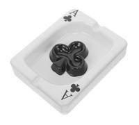 Beavorty Cendrier en Céramique Blanc Moderne Forme Carte de Poker Léger et Portable pour Bureau et Voiture Décoration Unique et Fonctionnelle