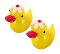 Beavorty Figurines de Canard Jaune en Verre 2pcs, Décoration Créative et Délicate pour Terrariums et Décor Maison, Ornement Mignon Multi-scène pour Garçon et Filles