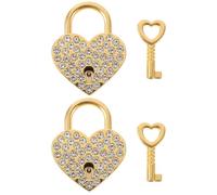 Beavorty Lot de 2 Cadenas en Alliage Forme Cœur Doré avec Pierres Décoratives, Solide et Élégant, pour Boîte à Bijoux ou Paquet à Main