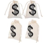 Beavorty Lot de 4 Paquet Présents en Coton Beige 16x22 Cm Cordon de Serrage, Pochettes à Monnaie Thème Pirate pour Rangement D'argenté, Bijoux et Bonbons, Pochettes Réutilisables pour