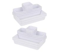 Beavorty Organisateur de Tiroir de Bureau 16 Pcs Blanc 24x16x9 Cm, Boîte de Rangement Plastique Modulable pour Cosmétiques, Plateau Séparateur Empilable, Rangement Maquillage et Salle
