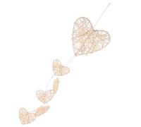 Beavorty Ornement Suspendu de Cœur, Pendentif Suspendu Tissé de Cœur, Rotin, Blanc, avec Lumière, Décoration de Porte et Chambre
