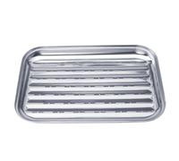 Beavorty Panier à Griller en Acier Inoxydable à Motif Ondulé, Grand Format | Plaque de Barbecue Polyvalente, Finition Blanche, Antirouille et Sûre, Service de Cuisson et Égouttage