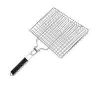 Beavorty Panier Barbecue Carré Pliable en Acier Inoxydable, Clip Grill | Maille Épaisse Argentée, Portable et Facile à Tenir, pour Poisson Cuit Lors de Fêtes ou Réunions