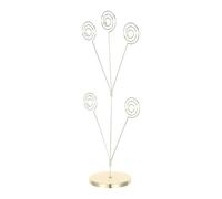 Beavorty Porte-Cartes de Table en Fer Doré avec Base Ronde Élégant pour Bureau et Mariages, Support Photo Solide et Pince Porte-Notes Décorative