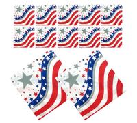Beavorty Serviettes en Papier Drapeau Américain pour Fête de L'indépendance, 40 Feuilles 33x33 Cm, Pulpe de Bois, Absorbantes et Faciles à Jeter, pour Repas en Famille