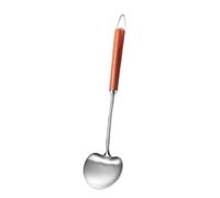 BEAZOOM Cuillère de cuisine à long manche en acier inoxydable, manche en bois de noyer, spatule wok pour frire et remuer, outil de cuisine pour chefs, argent