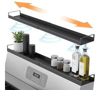 BEAZOOM Étagère magnétique robuste en acier au carbone, extensible de 40,6 à 76,2 cm, étagère de rangement de condiments, design antidérapant, à décoller et à monter, blanc