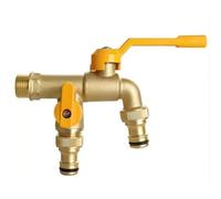 BEAZOOM Frost- Robinet d'extérieur épais, robinet de jardin à double sortie à connexion rapide, fixation de tuyau en alliage de zinc fissuré, doré