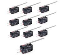 BEAZOOM Lot de 10 micro-interrupteurs V-153-1C25 SPDT 15 A 250 VAC avec | Levier en métal et plastique pour électronique et électroménager, noir et rouge