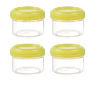 BEAZOOM Lot de 4 mini boîtes de conservation alimentaire avec couvercles, 35 ml, empilables et hermétiques en plastique pour condiments, boîte à déjeuner de voyage (vert)
