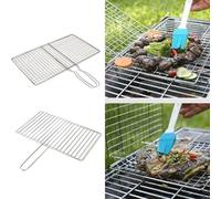 BEAZOOM Panier à poisson en acier inoxydable avec long manche, filet de barbecue pour viande, légumes et crevettes, passe au lave-vaisselle (24 x 35 cm)