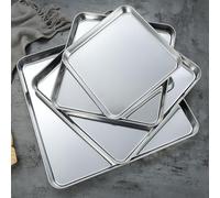 BEAZOOM Plaque à biscuits en acier inoxydable, pour plaque de cuisson carrée robuste, conduction homogène de la chaleur, biscuits et pâtisseries 40 x 40 x 2,5 cm