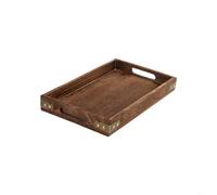 BEAZOOM Plateau de service moderne en bois massif avec design d'angle enveloppant et poignées pour cuisine, chambre à coucher, utilisation ottomane (grand)