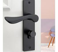 BEAZOOM Poignée de porte noire mate pour poignée de porte avec boîte à clés, ensemble de serrures en aluminium pour portes intérieures et extérieures en bois