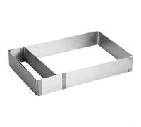 BEAZOOM Pour gâteau en acier inoxydable réglable pour anneau, cadre en mousse carré de 14 à 27 cm, sans cuisson, gâteau d'anniversaire, tarte, pizza (1 lot)