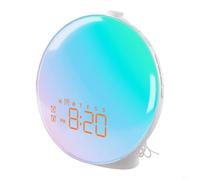 BEAZOOM Réveil lumineux avec simulation du lever du soleil, pour deux alarmes, pour radio FM, minuterie de sommeil et 18 couleurs de lumière de nuit personnalisables (édition intelligente)