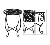 BEAZOOM Support rond en métal pour plantes de 20,3 cm de diamètre, table | Avec motif Monstera pour une utilisation en extérieur ou en intérieur, table d'appoint noire de 38,1 cm de haut