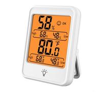 BEAZOOM Thermomètre hygromètre numérique à grand écran pour l'intérieur, capteur tactile avec aimant et rétroéclairage (blanc)