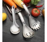 BEAZOOM Ustensile de cuisine polyvalent en acier inoxydable 304, 7 en 1, presse-purée, cuillère à pâtes, râpe et ouvre-bouteille, ustensile de cuisine pour la maison et le camping