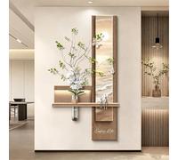 BEBANE Décoration Murale Artistique 3D avec éclairage LED, Sculpture Murale Moderne en Style grès, avec Vase et Plantes artificielles, Alimentation sur Secteur(C,60 * 120cm/23.6 * 47.2in)