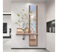 BEBANE Décoration Murale Artistique 3D avec éclairage LED, Sculpture Murale Moderne en Style grès, avec Vase et Plantes artificielles, Alimentation sur Secteur(D,60 * 120cm/23.6 * 47.2in)