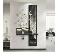 BEBANE Décoration Murale Artistique 3D avec éclairage LED, Sculpture Murale Moderne en Style grès, avec Vase et Plantes artificielles, Alimentation sur Secteur(B,80 * 160cm/31.5 * 63in)