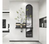 BEBANE Décoration Murale Artistique 3D avec éclairage LED, Sculpture Murale Moderne en Style grès, avec Vase et Plantes artificielles, Alimentation sur Secteur(E,60 * 120cm/23.6 * 47.2in)