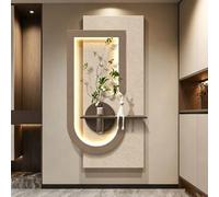BEBANE Décoration Murale Artistique 3D en grès texturé avec éclairage LED, Alimentation sur Prise, équipée d’Un Vase en Verre, pour Le Salon, la Chambre et Le Couloir(A,60 * 120cm/23.6 * 47.2in)