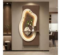 BEBANE Décoration Murale Artistique 3D en grès texturé avec éclairage LED, Alimentation sur Prise, équipée d’Un Vase en Verre, pour Le Salon, la Chambre et Le Couloir(C,70 * 140cm/27.5 * 55.1in)