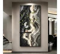 BEBANE Décoration Murale Artistique en grès 3D avec éclairage LED | Équipé d’un vase et de plantes artificielles, il convient parfaitement au salon, à la chambre(B,75*150cm/29.5*59in)