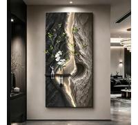 BEBANE Décoration Murale Artistique en grès 3D avec éclairage LED | Équipé d’un vase et de plantes artificielles, il convient parfaitement au salon, à la chambre(A,75*150cm/29.5*59in)