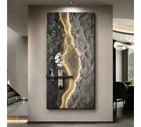 BEBANE Décoration Murale Artistique en grès 3D avec éclairage LED | Équipé d’un vase et de plantes artificielles, il convient parfaitement au salon, à la chambre(C,75*150cm/29.5*59in)