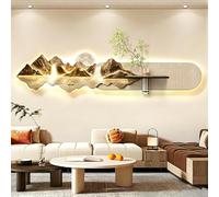 BEBANE Décoration Murale Artistique en Relief 3D en grès, avec éclairage LED, accompagnée d’Un Vase et de Plantes artificielles, Alimentation électrique, au Salon(D,180 * 42cm/70.9 * 16.5in)