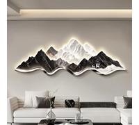 BEBANE Décoration Murale en Relief 3D en grès représentant Un Paysage de Montagne, avec éclairage LED, Applique Murale Moderne à Brancher, au Salon et à la Chambre(C,100 * 33cm/39.4 * 13in)