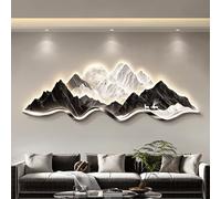 BEBANE Décoration Murale en Relief 3D en grès représentant Un Paysage de Montagne, avec éclairage LED, Applique Murale Moderne à Brancher, au Salon et à la Chambre(A,120 * 40cm/47.2 * 15.7in)