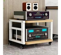 BEBANE Étagère Hi-FI sur roulettes/Meuble multimédia Audio, étagères pour amplificateur et équipements Audio à 2/3/4/5 Niveaux, adapté au Rangement des équipements(Walnut,2 Layer)