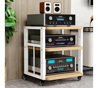 BEBANE Étagère Hi-FI sur roulettes/Meuble multimédia Audio, étagères pour amplificateur et équipements Audio à 2/3/4/5 Niveaux, adapté au Rangement des équipements(Walnut,3 Layer)