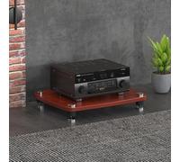 BEBANE Étagère pour équipements Audio/vidéo à 1/2/3/4 Niveaux, Colonne de Rangement pour audiovisuel, Support HiFi et Meuble TV d’Angle - adapté aux domestiques(Red-Brown,1 Layer)
