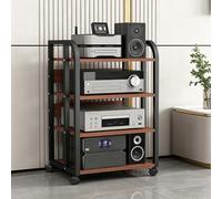 BEBANE Meuble multimédia à roulettes, étagère Audio et vidéo réglable, Meuble Moderne pour amplificateur et équipements Hi-FI, adapté au Salon, à la Salle de Jeux(Brown,D)