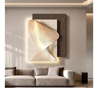 BEBANE Peinture Murale décorative 3D en grès avec éclairage LED, Sculpture Murale Moderne télécommandée, Art Mural Abstrait à Texture en Relief, pour Le Salon(B,50 * 60cm/15.7 * 23.6in)