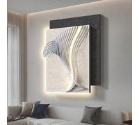BEBANE Peinture Murale décorative 3D en grès avec éclairage LED, Sculpture Murale Moderne télécommandée, Art Mural Abstrait à Texture en Relief, pour Le Salon(E,50 * 60cm/15.7 * 23.6in)