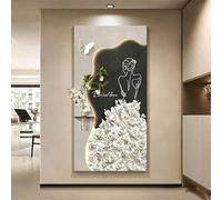 BEBANE Tableau décoratif Mural Artistique en Relief 3D en grès, avec éclairage LED, Alimentation par Prise, accompagné de vases et de Plantes artificielles(B,70 * 140cm/27.5 * 55.1in)