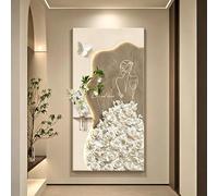 BEBANE Tableau décoratif Mural Artistique en Relief 3D en grès, avec éclairage LED, Alimentation par Prise, accompagné de vases et de Plantes artificielles(C,40 * 80cm/15.7 * 31.5in)