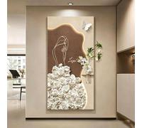 BEBANE Tableau décoratif Mural Artistique en Relief 3D en grès, avec éclairage LED, Alimentation par Prise, accompagné de vases et de Plantes artificielles(D,60 * 120cm/23.6 * 47.2in)