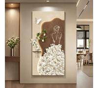 BEBANE Tableau décoratif Mural Artistique en Relief 3D en grès, avec éclairage LED, Alimentation par Prise, accompagné de vases et de Plantes artificielles(A,60 * 120cm/23.6 * 47.2in)