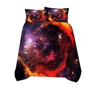 Bébé Galaxie Étoile Garçon Fille Housse de Couette avec Taie d'oreiller, Bleu Violet Noir 140x200cm Mystère Cosmos Parures de Lit été Automne Hiver (Galaxie Étoile 3)