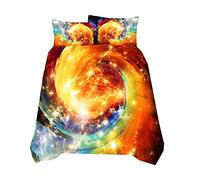 Bébé Galaxie Étoile Garçon Fille Housse de Couette avec Taie d'oreiller, Bleu Violet Noir 140x200cm Mystère Cosmos Parures de Lit été Automne Hiver (Galaxie Étoile 2)